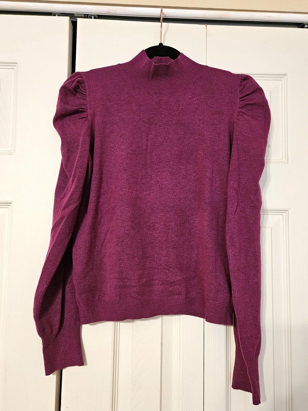 Express Ribbed Mock Neck Sweater — Berry